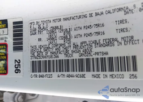 2019 Toyota Tacoma Sr5 V6 из США, поврежденный, VIN 3TMAZ5CNXKM101366